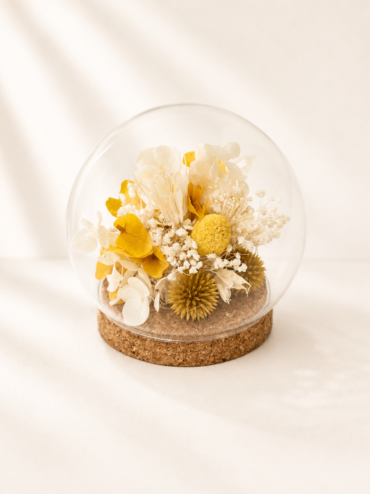 Golden Whisper preserved floral glass dome by Terra Lucci handcrafted in Dubai